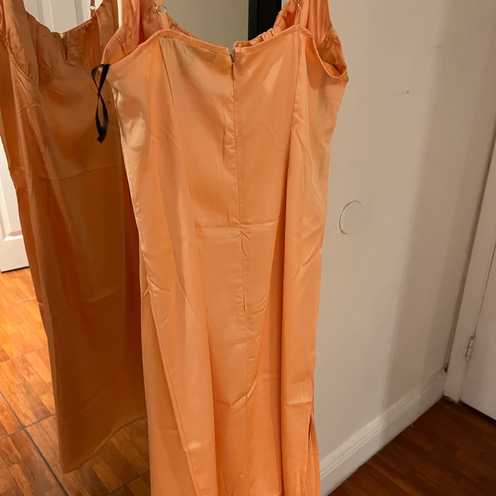 Orange satin dress